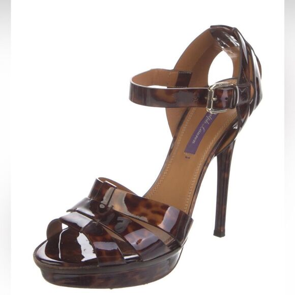 Ralph Lauren Collection Jenica Patent Leather Tortoise Shell Stiletto Sandal - Picture 15 of 16